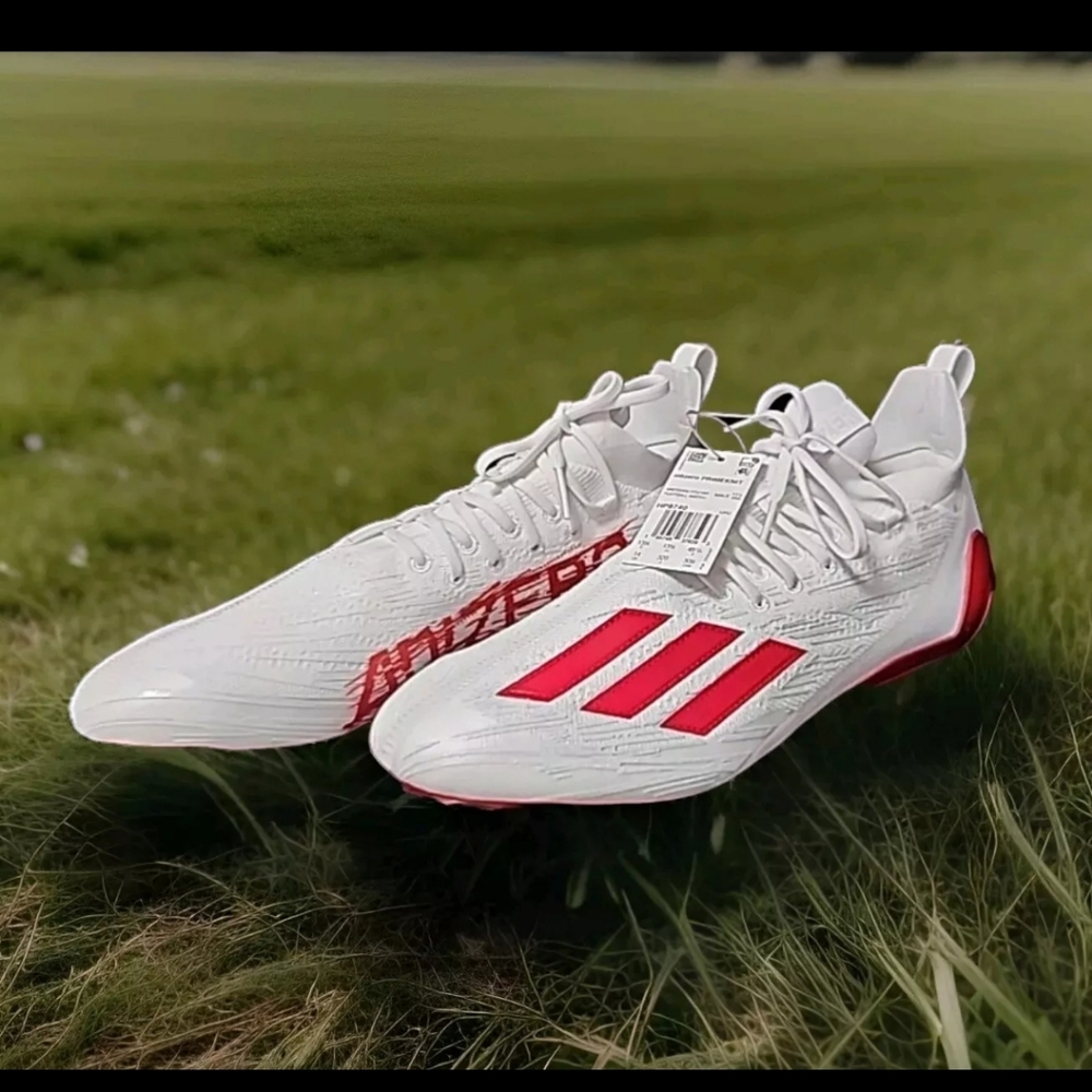 Adidas Adizero Primeknit Football cleats White /Red HP8740 Men's Size 13 1/2 New